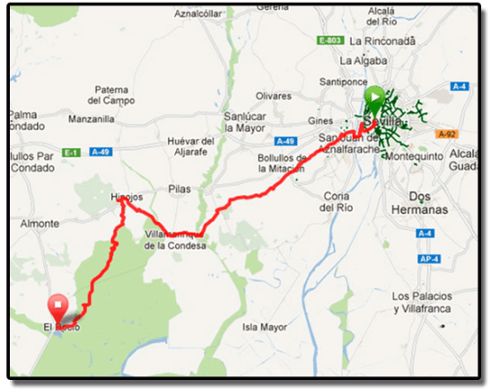 mapa recorrido doñana